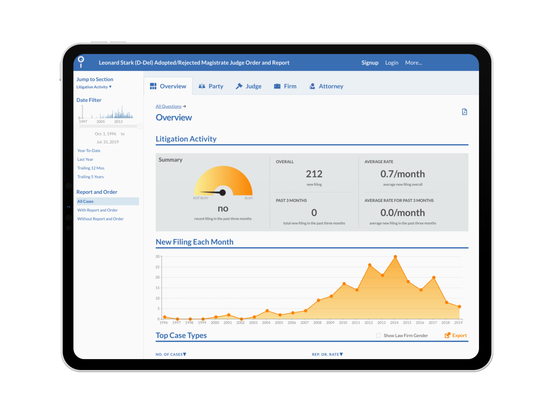 Fastcase legal research platform interface showing case law search